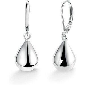 925 Sterling Silver Teardrop Drop Dangle Leverback Trendy Earrings for Women